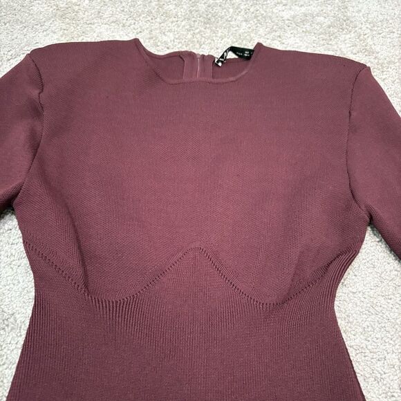 ZARA Brown Maroon Sweater Dress Size M - Picture 3 of 11